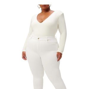 NWT GOOD AMERICAN Good High-Rise Stretch Sculpting Crop Jeans White Size 18